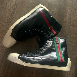 Mens Gucci patent lace up trainer boots sz 9.5